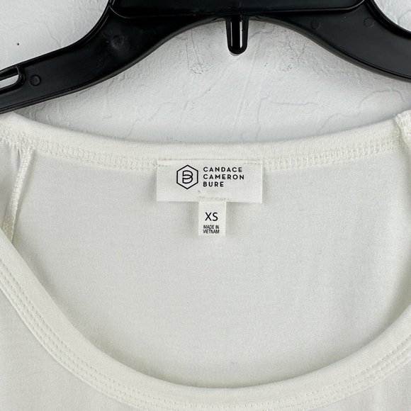 Candace Cameron‎ Bure Cotton Spandex Top Women's XS WHITE Poof Elastic Sleeve - Picture 3 of 6